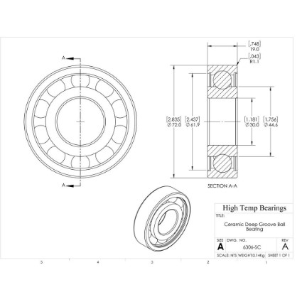 Picture of 30mm 6306 Deep Groove Ceramic SiC Open Bearing