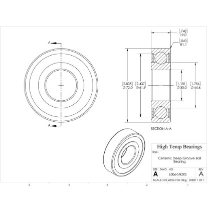Picture of 30mm 6306 Deep Groove Ceramic Si3N4 Sealed Bearing