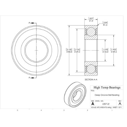Picture of 35mm 6307 Deep Groove Shielded ZZ Ball Bearing