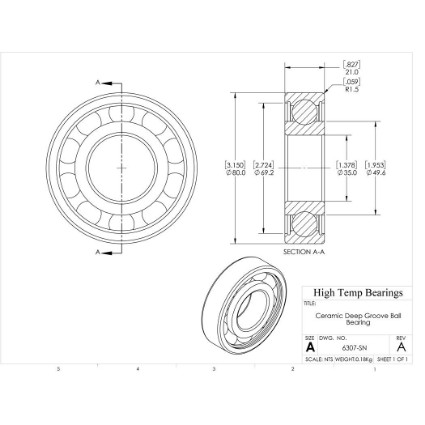 Picture of 35mm 6307 Deep Groove Ceramic Si3N4 Open Bearing