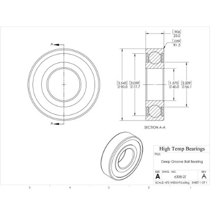 Picture of 40mm 6308 Deep Groove Shielded ZZ Ball Bearing