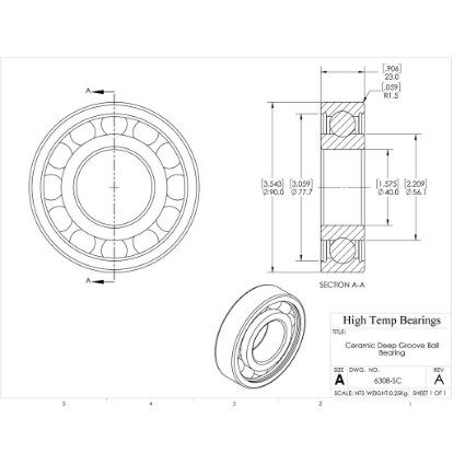 Picture of 40mm 6308 Deep Groove Ceramic SiC Open Bearing