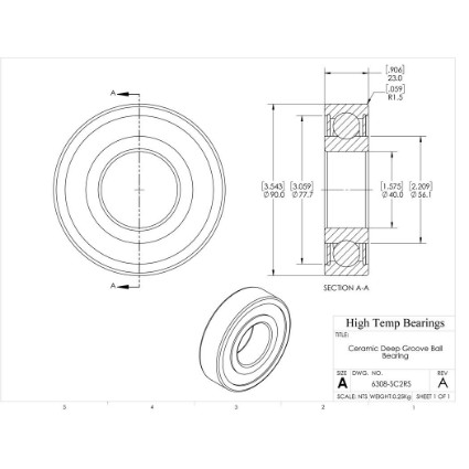 Picture of 40mm 6308 Deep Groove Ceramic SiC Sealed Bearing