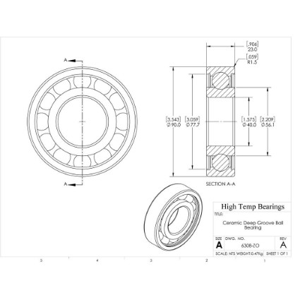 Picture of 40mm 6308 Deep Groove Ceramic ZrO2 Open Bearing