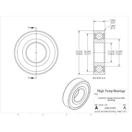 Picture of 40mm 6308 Deep Groove Ceramic ZrO2 Sealed Bearing