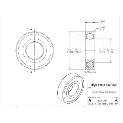 Picture of 45mm 6309 Deep Groove Sealed Ball Bearing