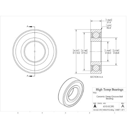 Picture of 50mm 6310 Deep Groove Ceramic SiC Sealed Bearing