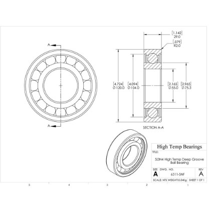 Picture of 55mm 6311 High Temperature 800 °C Ceramic Bearing