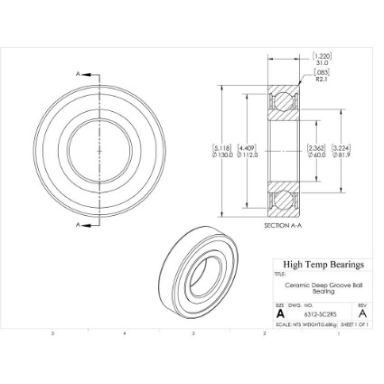 Picture of 60mm 6312 Deep Groove Ceramic SiC Sealed Bearing