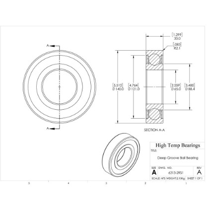 Picture of 65mm 6313 Deep Groove Sealed Ball Bearing