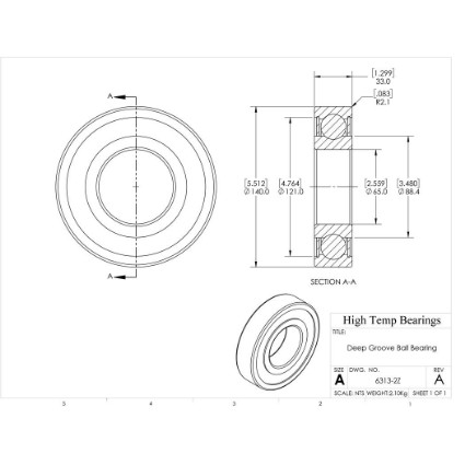 Picture of 65mm 6313 Deep Groove Shielded ZZ Ball Bearing