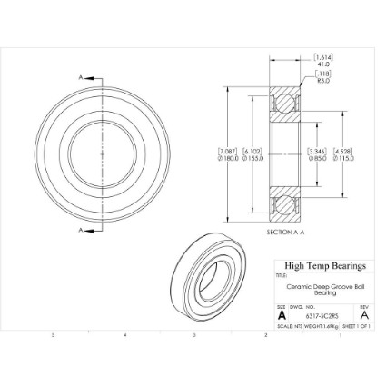 Picture of 85mm 6317 Deep Groove Ceramic SiC Sealed Bearing