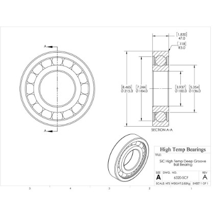 Picture of 100mm 6320 High Temperature 1200 °C Ceramic Bearing