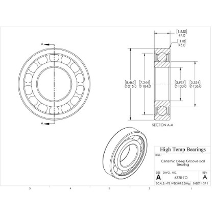 Picture of 100mm 6320 Deep Groove Ceramic ZrO2 Open Bearing