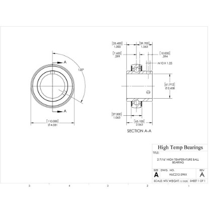 Picture of 2-7/16" High Temperature 500 °F Mounted Bearing Insert