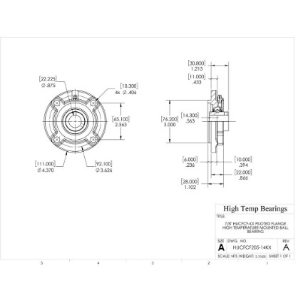 Picture of 7/8" High Temperature 500 °F Mounted Piloted Flange Bearing