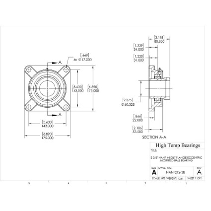 Picture of 2-3/8" Eccentric Mounted 4 Bolt Flange Bearing