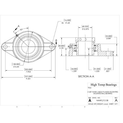 Picture of 2-3/8" Eccentric Mounted 2 Bolt Flange Bearing