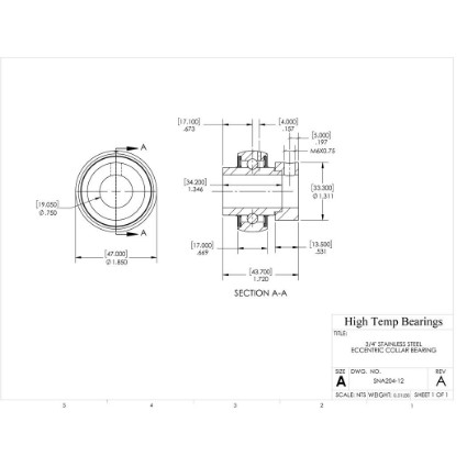 Picture of 3/4" Stainless Mounted Eccentric Bearing Insert