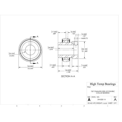 Picture of 7/8" Stainless Mounted Eccentric Bearing Insert
