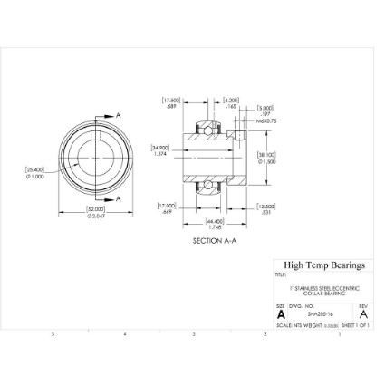 Picture of 1" Stainless Mounted Eccentric Bearing Insert