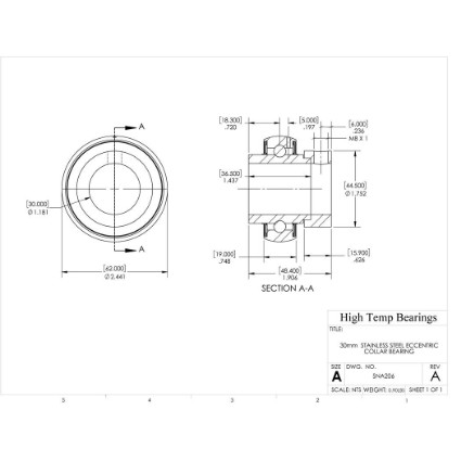 Picture of 30mm Stainless Mounted Eccentric Bearing Insert