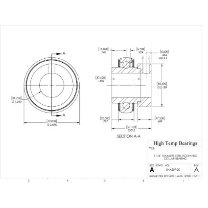 Picture of 1-1/4" 207 Stainless Mounted Eccentric Bearing Insert