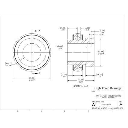 Picture of 1-1/2" Stainless Mounted Eccentric Bearing Insert
