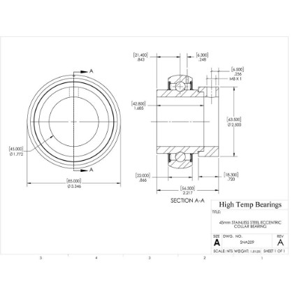 Picture of 45mm Stainless Mounted Eccentric Bearing Insert