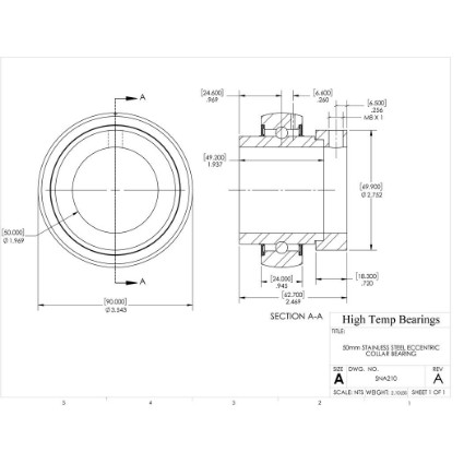 Picture of 50mm Stainless Mounted Eccentric Bearing Insert