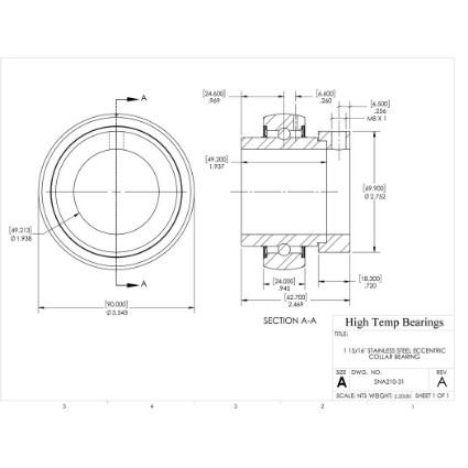 Picture of 1-15/16" Stainless Mounted Eccentric Bearing Insert