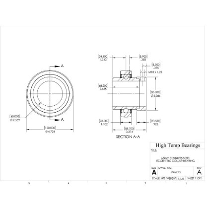 Picture of 65mm Stainless Mounted Eccentric Bearing Insert