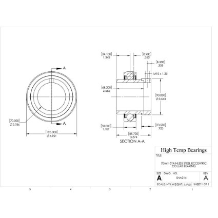 Picture of 70mm Stainless Mounted Eccentric Bearing Insert