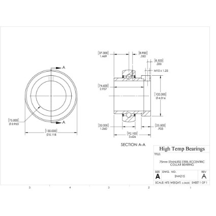 Picture of 75mm Stainless Mounted Eccentric Bearing Insert
