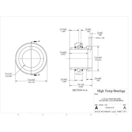 Picture of 2-15/16" Stainless Mounted Eccentric Bearing Insert