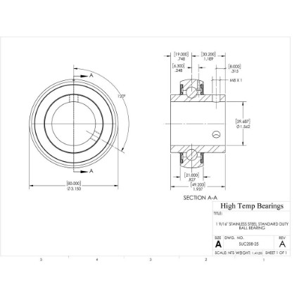 Picture of 1-9/16" Stainless Mounted Set Screw Bearing Insert