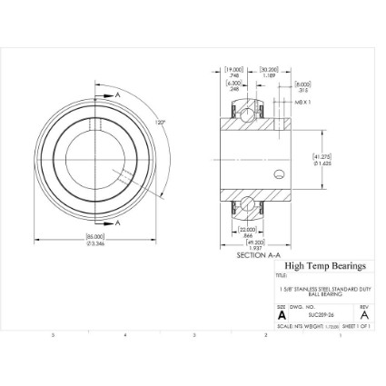 Picture of 1-5/8" Stainless Mounted Set Screw Bearing Insert