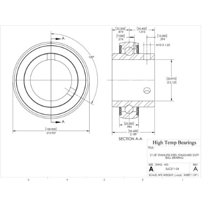 Picture of 2-1/8" Stainless Mounted Set Screw Bearing Insert