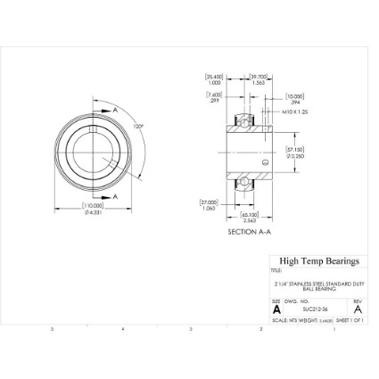 Picture of 2-1/4" Stainless Mounted Set Screw Bearing Insert