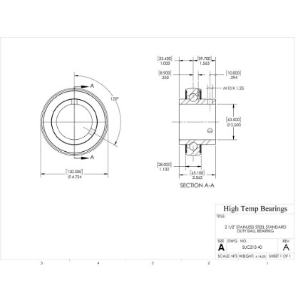 Picture of 2-1/2" Stainless Mounted Set Screw Bearing Insert