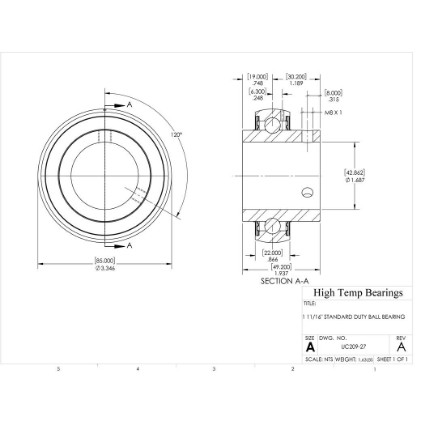 Picture of 1-11/16" Mounted Set Screw Bearing Insert