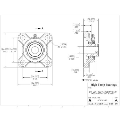 Picture of 5/8" 202 Set Screw Mounted 4 Bolt Flange Bearing