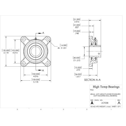 Picture of 40mm Set Screw Mounted 4 Bolt Flange Bearing