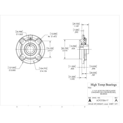 Picture of 1-1/16" Set Screw Mounted Pilot Flange Bearing