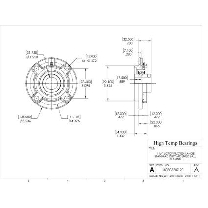 Picture of 1-1/4" 207 Set Screw Mounted Pilot Flange Bearing