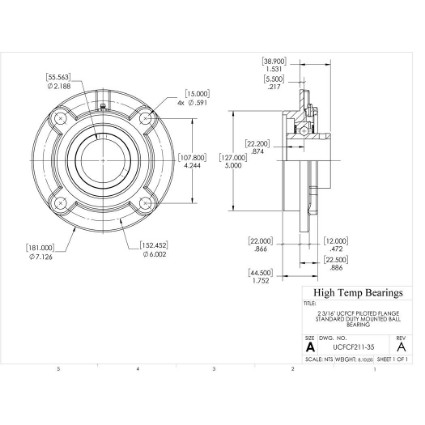Picture of 2-3/16" Set Screw Mounted Pilot Flange Bearing