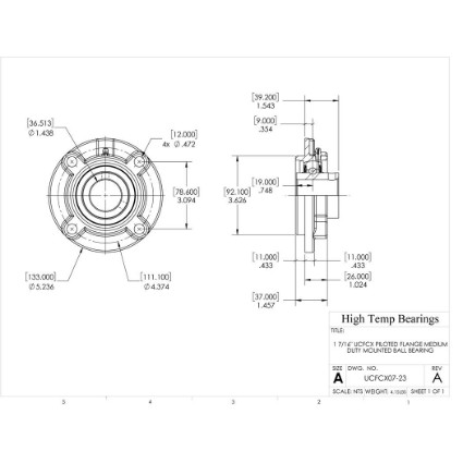 Picture of 1-7/16" Medium Duty Mounted Pilot Flange Bearing
