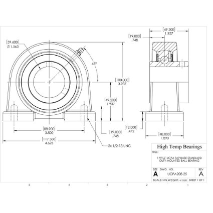 Picture of 1-9/16" Set Screw Mounted Tapped Base Bearing
