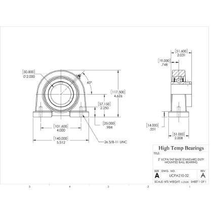 Picture of 2" 210 Set Screw Mounted Tapped Base Bearing