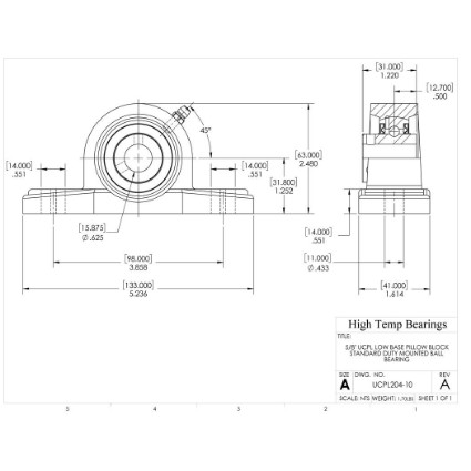 Picture of 5/8" 204 Set Screw Mounted Low Base Pillow Block Bearing